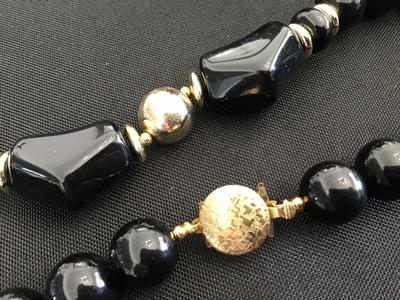 Vintage Black Necklace Faux Beaded