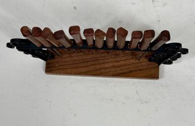 Vintage Mid-Century hors d'oeuvres Forks Picks 12 pc Set Cocktail Hour with holder