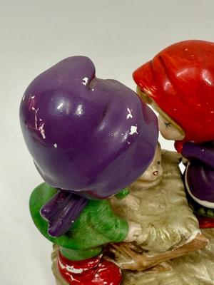Vintage Baby Jesus & Children Mary and Joseph Figurine Music Box Shell