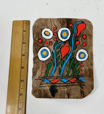 Vintage Mexican Folk Art Amate Bark neon painting