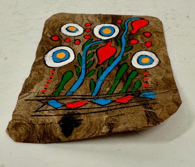 Vintage Mexican Folk Art Amate Bark neon painting