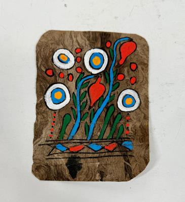 Vintage Mexican Folk Art Amate Bark neon painting