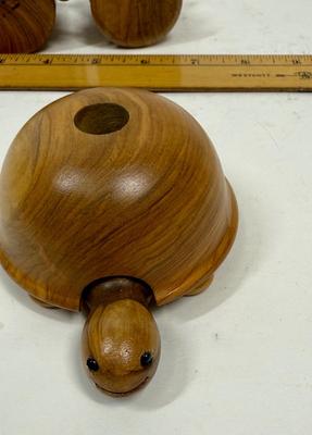 Mid Century Carved wood Cocktail Forks or Picks Container Holder hors d'oeuvres Charcuterie
