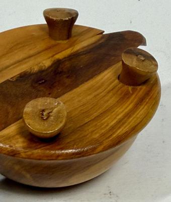 Mid Century Carved wood Cocktail Forks or Picks Container Holder hors d'oeuvres Charcuterie