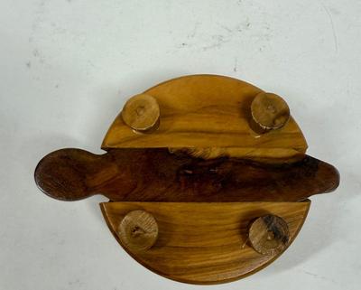 Mid Century Carved wood Cocktail Forks or Picks Container Holder hors d'oeuvres Charcuterie