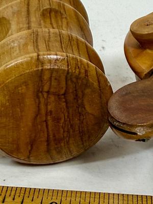 Mid Century Carved wood Cocktail Forks or Picks Container Holder hors d'oeuvres Charcuterie