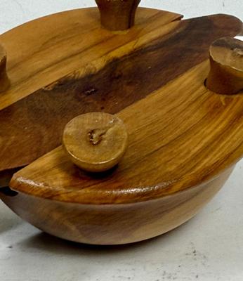 Mid Century Carved wood Cocktail Forks or Picks Container Holder hors d'oeuvres Charcuterie