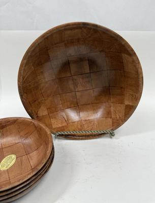 Formosa Wood Large Salad Bowl and 3 salad serving bowls detergent proof wood dishwasher safe