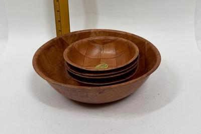 Formosa Wood Large Salad Bowl and 3 salad serving bowls detergent proof wood dishwasher safe