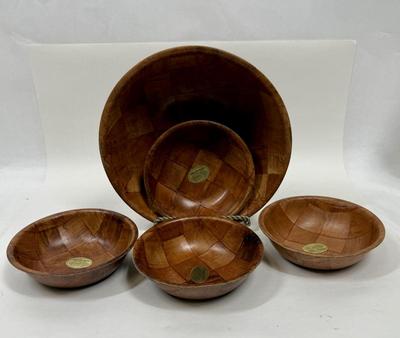 Formosa Wood Large Salad Bowl and 3 salad serving bowls detergent proof wood dishwasher safe