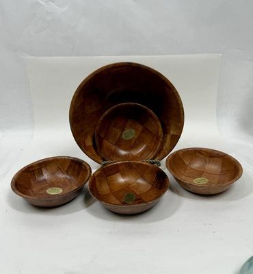 Formosa Wood Large Salad Bowl and 3 salad serving bowls detergent proof wood dishwasher safe