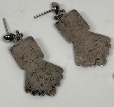 Vintage Earrings silver tone with turquoise stones pierced ears