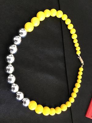 Vintage Silver Metal Yellow Necklace