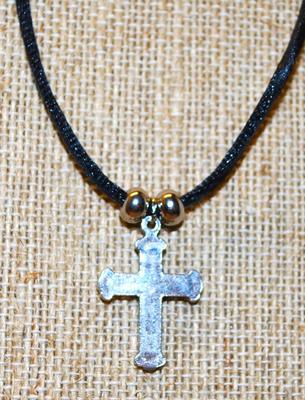 Iridescent Insert Filled Cross (1" x ½") PENDANT Necklace 16" L