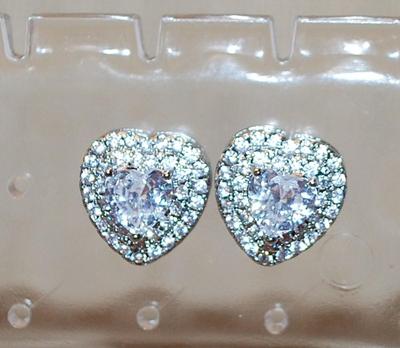 Brilliant Sparkle HEART Style Earrings Set (¼" x ¼") with Stud Clasp