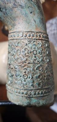 Vintage Bronze Thai Hand of Buddha on stand