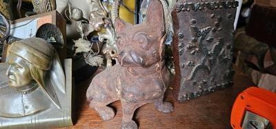 Antique Hubley Cast Iron Doorstop Bulldog Boxer dog cast iron 7 1/2"