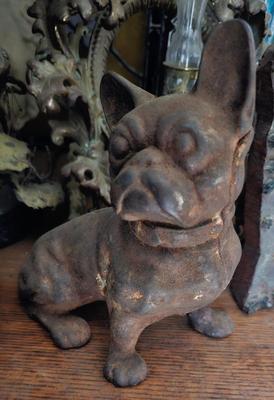 Antique Hubley Cast Iron Doorstop Bulldog Boxer dog cast iron 7 1/2"