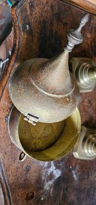 Five pieces of brass, two sets of candlesticks. Trinket Box (Betel Nut Box)!
