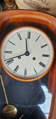 Ernest White Wall Clock Walnut, glass, brass c. 1982 with key!