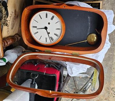 Ernest White Wall Clock Walnut, glass, brass c. 1982 with key!