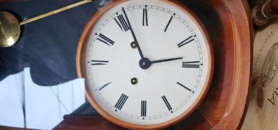 Ernest White Wall Clock Walnut, glass, brass c. 1982 with key!