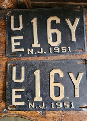 Vintage license plates, new jersey, 1951 Lot #2