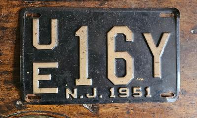 Vintage license plates, new jersey, 1951 Lot #2