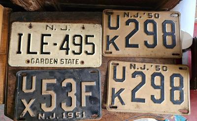 Vintage License Plates NJ New Jersey 1950, 1951 Lot #1