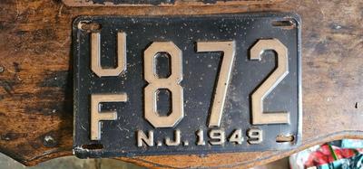2 Matching Vintage license plates 1949 NJ Lot #5