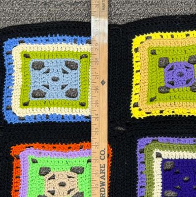 Handmade Afghan Granny square crocheted colorful block pattern 79” x 30”
