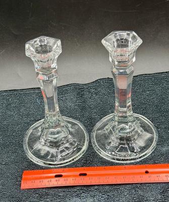 Simple Crystal Candlestick Holders