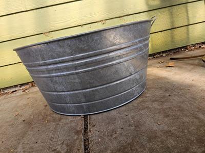 Large galvanized metal tub