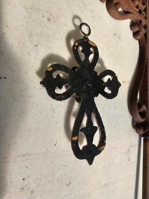 Large cast iron cross with several smaller crosses Yard or home