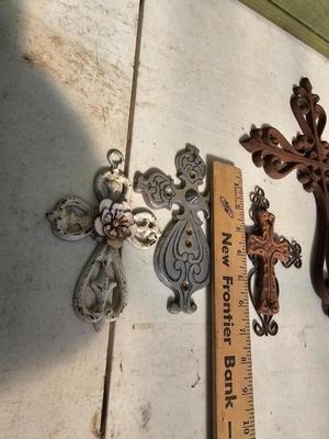 Large cast iron cross with several smaller crosses Yard or home
