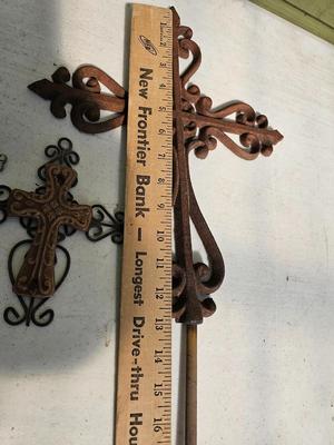 Large cast iron cross with several smaller crosses Yard or home