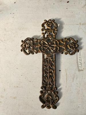 Two rustic cast Iron crosses