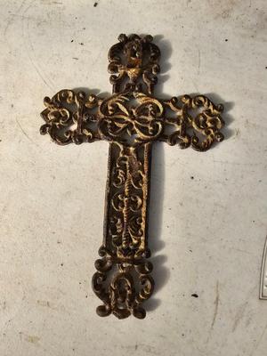 Two rustic cast Iron crosses