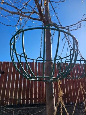 Four metal hanging pots