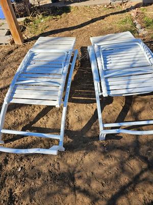 Two folding Chaise lounge chairs with adjustable backs