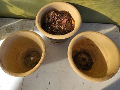 Three small French planters - plant pots - flowerpots ceramic