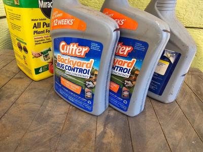 Full to partially full yard and garden chemicals - Bug control - Fertilizer and more