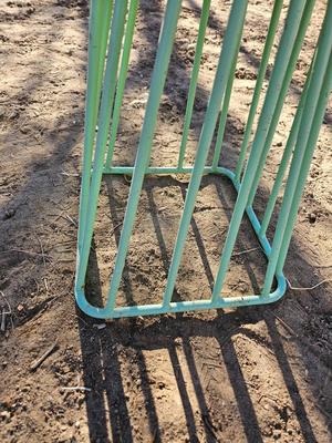 Nice antique blue metal end table / plant stand