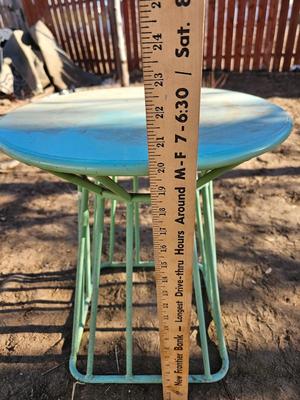 Nice antique blue metal end table / plant stand