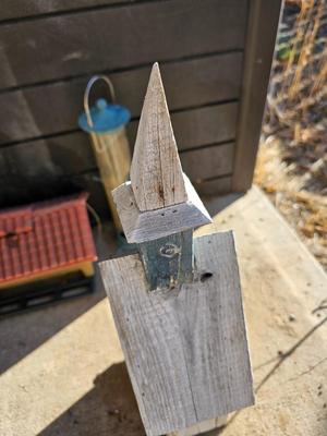 Grouping of Bird feeders and small wooden bird houses