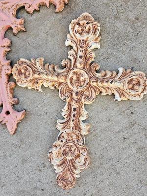 Two cast iron crosses