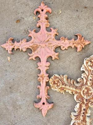Two cast iron crosses