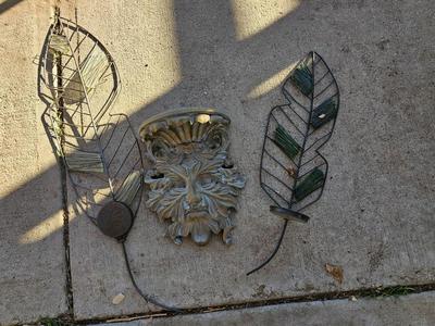 Two leaf like wall shelves with a old man - leaf man wall shelf