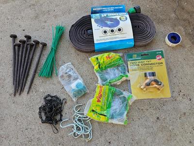 3/4" soaker hose new with plant accessories and other gardening must haves!