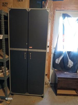 Coleman storage shelf with double doors - capability of locking
